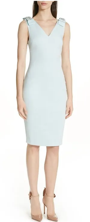 Ted Baker Mint Belliah Bow Shoulder Body-Con Dress Size 3/ US 6 1783 thumbnail 1