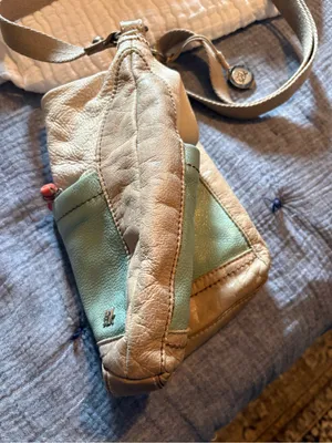 The Sak Beige and Sage Leather Crossbody Bag with Red Accent thumbnail 4
