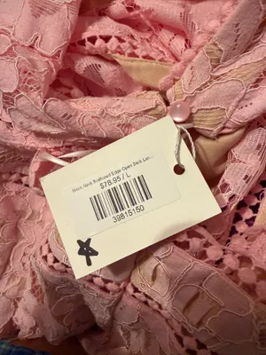 Mock Neck Scalloped Edge Open Back Pink Size L thumbnail 5