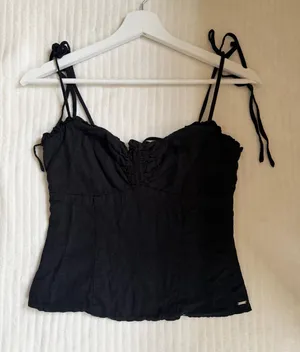 Top Corset Negro de Lino Guess - Tirantes Ajustables (Talla S) thumbnail 1