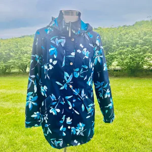 Dennis Basso Spring Rain Blue Floral Raincoat size XS thumbnail 4