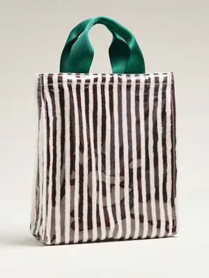 NWOT Anthropologie Coated Terry North South Small Tote Black, White & Green thumbnail 2
