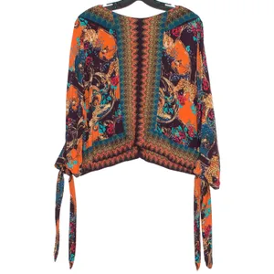 Free People Catch Me If You Can Top Boho Hippie Festival Western Button Up Tie S thumbnail 3