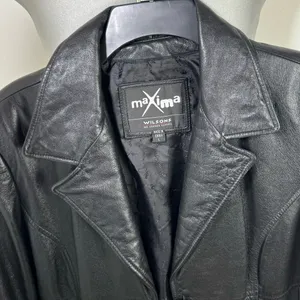 Wilson's Leather MAXIMA Genuine Leather Jacket Mid Length 90s Y2K Size Large Black thumbnail 5
