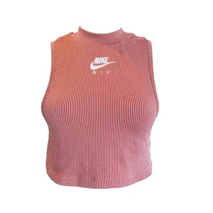 Nike Air Women's Sportswear Rib Crop Tank Top Mock Neck Slim Fit Canyon Rust Sm thumbnail 3