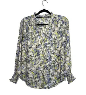 Maurices Cream Multicolor Ditsy Floral Print Ruffle Smock Blouse thumbnail 2