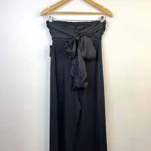 Express black pieced satin strapless bow tie back wide leg jumpsuit XS new nwt thumbnail 8