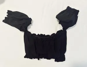 Off The Shoulder Crop Top Black thumbnail 2