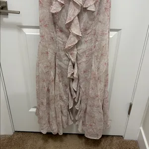 NWT Storia ruffle maxi dress featuring a floral print. Floral Ruffle Dress thumbnail 3