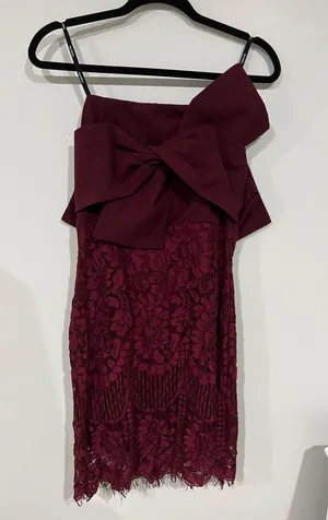 Soieblu burgundy bow front Lace Dress thumbnail 1
