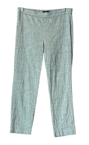 Theory Women's Size‎ 4 Eco Sharkskin Linen Blend Pull On Pants Gray Cropped thumbnail 1