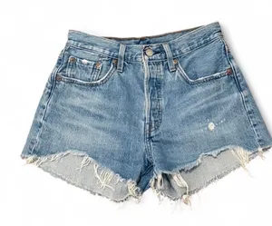 Levi's 501 blue raw hem denim shorts size 25 thumbnail 1