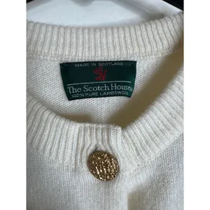 Vintage The Scotch House Lambswool Cardigan Cream Gold Buttons Scotland M/L thumbnail 3