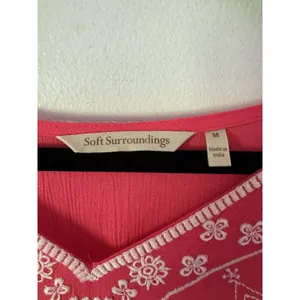 Soft Surroundings Coral Guazey Embroidered Flowy Maxi Dress Size Medium thumbnail 7