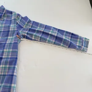 LL Bean Blue Plaid Fleece Lined Flannel Button Up Shirt Jacket Shacket Size XS thumbnail 8