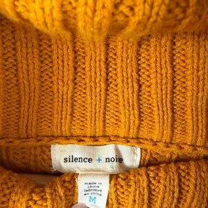 Silence + Noise women’s mustard yellow knit pullover cowl neck sweater size M thumbnail 2