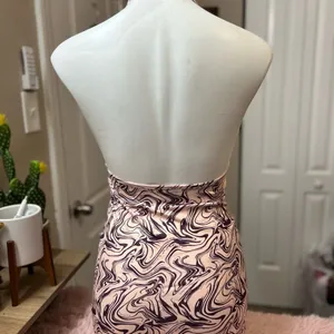 SheIn Marble Print Halter Mini Dress Shrug Set Womens S Y2K Bodycon 2 Piece thumbnail 5
