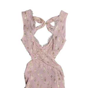 Free People Cross My Heart Jacquard Metallic Cutouts Maxi‎ Dress Size: 2 thumbnail 2