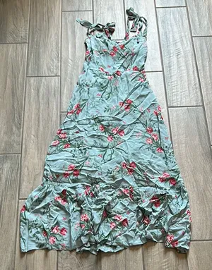 Reformation Blue Asymmetrical Ruffled Maxi Sundress thumbnail 1