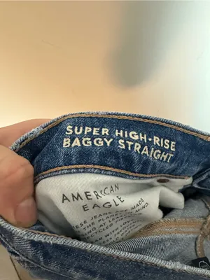 American Eagle super high rise baggy straight jeans 10 thumbnail 5
