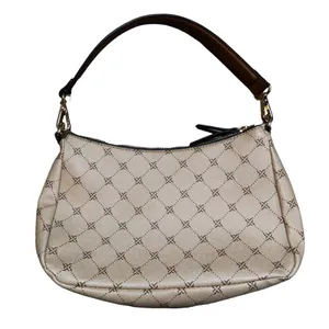 Y2K Vintage Nine West Monogram Cream Brown Shoulder Bag Baguette Bag thumbnail 4