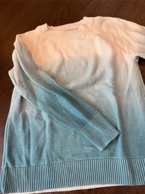 LOFT Ombré Crewneck Sweater - Cream to Aqua Blue Size Small - C54-154 thumbnail 4
