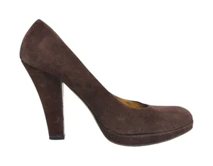 Vintage Miu Miu‎ Brown Suede Platform Pumps 70s Style Block Heel Size 37.5 thumbnail 1