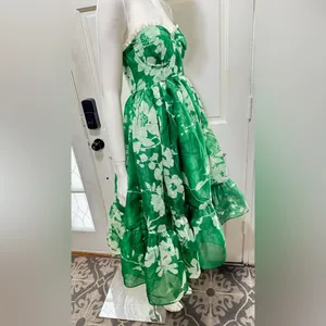 Selkie Strapless Green Floral Midi Dress Size X-Small Retail $325 P-48 thumbnail 6