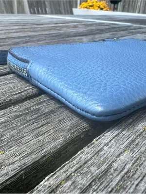 Coach Blue Pebbled Leather Wristlet with Starburst Applique thumbnail 5