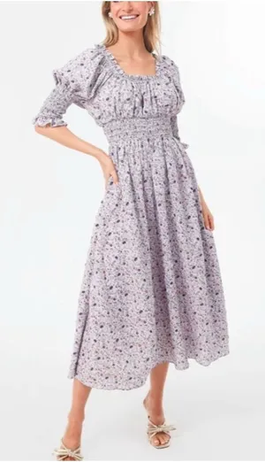 Tuckernuck Hyacinth House Lilac Ruched Neck Cali Midi Dress Small S‎ thumbnail 1