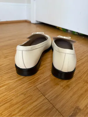 For Love & Lemons Helena Cream Leather Bow Loafers 39 US 8.5 NWOT thumbnail 6