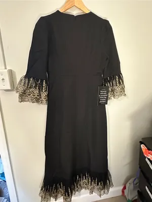 NWT Pomander Place Tuckernuck Lillith midi dress black gold extra large thumbnail 8