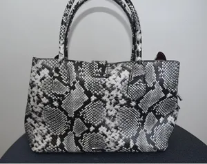 ALDO Black White Snakeskin Print Tote Bag Black Lining thumbnail 1
