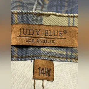 Judy Blue Blue and Tan Plaid HighWaist Vintage Look Jeans size 14W thumbnail 7
