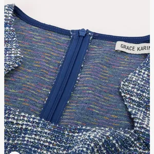 🆕 Grace Karin | Cap Sleeve Tweed Pencil Dress Blue White Small NWT thumbnail 4