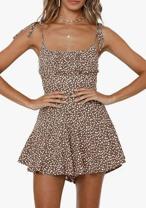 Romper In Khaki And White Polka Dot thumbnail 1