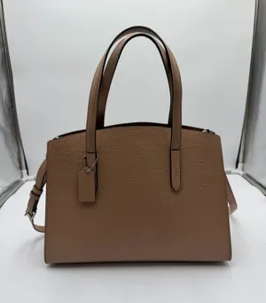 Coach 31728 Signature Embossed Leather Satchel Shoulder Bag Tan Camel thumbnail 1