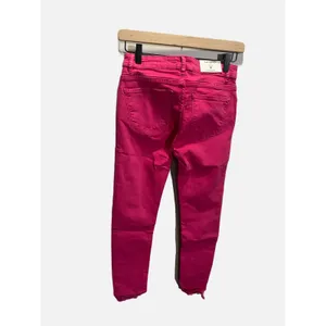 Zara The Skinny‎ Jeans Womens 4 Pink Mid Rise Raw Hem Slim Fit Denim Pants thumbnail 5