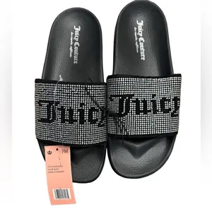 NWT Juicy Couture Wander Rhinestone Slide Sandals Black Size 7 thumbnail 2