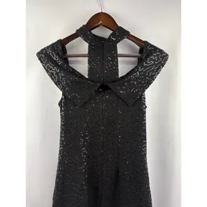 Women’s Luxxel Medium Black Sequin Off the Shoulder Evening Dress thumbnail 5