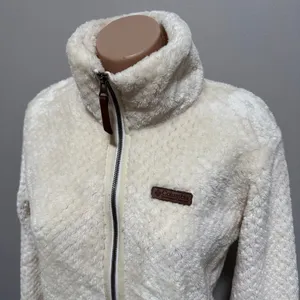 Columbia Fire Side Sherpa Fleece Full Zip Jacket Cream Small thumbnail 3