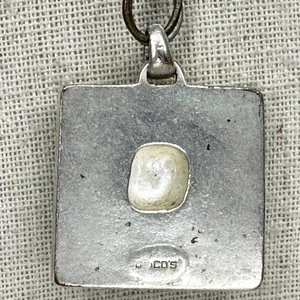 Chico's Double Strand Cord Square Striped Silver Tone Pendant ✨ thumbnail 8