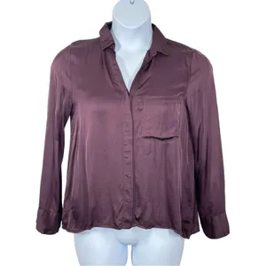 Young Fabulous & Broke Susan Blouse Small Plum Raisin Hidden Button Front NWOT thumbnail 7