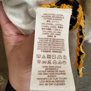 Free People Black Yellow Ivory Bora Bora Racerback Crochet Linen Blend Trim Tank thumbnail 7