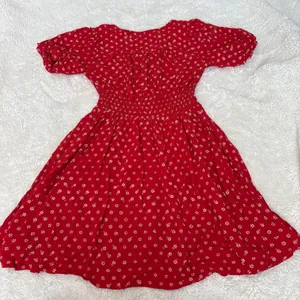 Madewell Womens Red Floral Mini Dress Cottage Prairie Boho XS Preppy Resort thumbnail 2