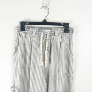 NEUTRAL GROUND Blue Striped High Rise Elastic Drawstring Waist Pants Small Boho thumbnail 9