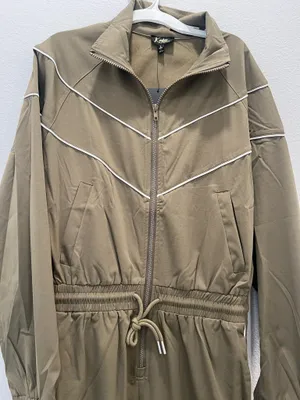 Kathleen Kollection Olive Green Zip-Front Jumpsuit Size L thumbnail 5