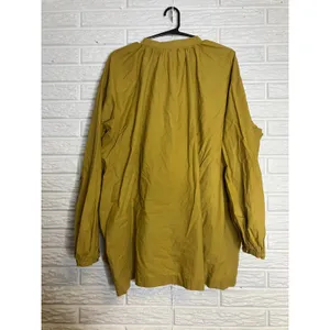 Free People mustard yellow oversized‎ long sleeve top 100% cotton women's medium thumbnail 11