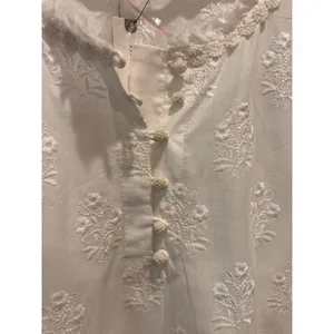 Payal Jain Anthropologie‎ Ivory Embroidered Eyelet Cotton Blouse NWT Large Boho thumbnail 2