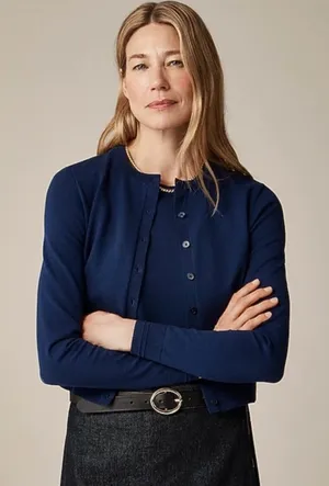 EUC J.Crew Jackie cardigan premium cotton blend XS HOLES UNDER & ON ARMS thumbnail 1
